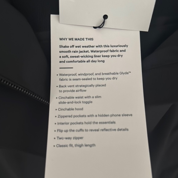 Lululemon Rain Rebel Jacket Black Sz 8 - Picture 4 of 7